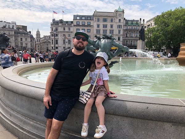 Exploring London with daughter Ava, 2018.